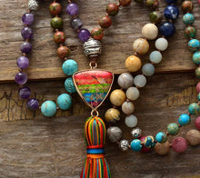 Load image into Gallery viewer, 7 Chakra Triangle Charm Tassel Necklace - 2025 New Products
