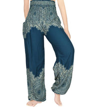 Load image into Gallery viewer, Teal FLORAL Women Boho Pants Hippie Pants Yoga Pants - 2025 New Products
