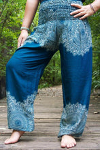 Load image into Gallery viewer, Teal FLORAL Women Boho Pants Hippie Pants Yoga Pants - 2025 New Products
