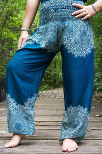 Teal FLORAL Women Boho Pants Hippie Pants Yoga Pants - 2025 New Products