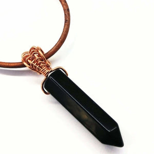 Vegan Friendly Wire Wrapped Pointed Crystal Necklace - 2025 New Products