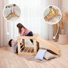 Load image into Gallery viewer, 2in1 Montessori Climbing Set: Snake Ladder + Slide Board/Climbing Ramp – Beige
