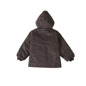 Organic Corduroy Quilted Coat-Elephant Grey