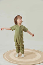 Load image into Gallery viewer, Organic Short-Sleeve Baby Zip-Up Sleeper-Marsh Green

