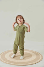 Load image into Gallery viewer, Organic Short-Sleeve Baby Zip-Up Sleeper-Marsh Green
