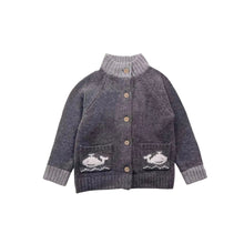Load image into Gallery viewer, Toddler Merino Wool Cardigan-Grey Whale
