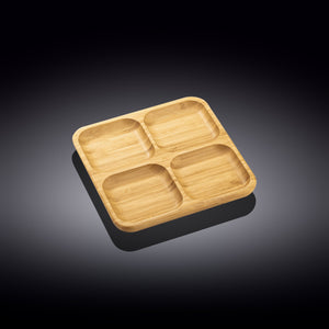 Bamboo Square Divided Dish / Bento box 8.5" inch X 8.5" inch