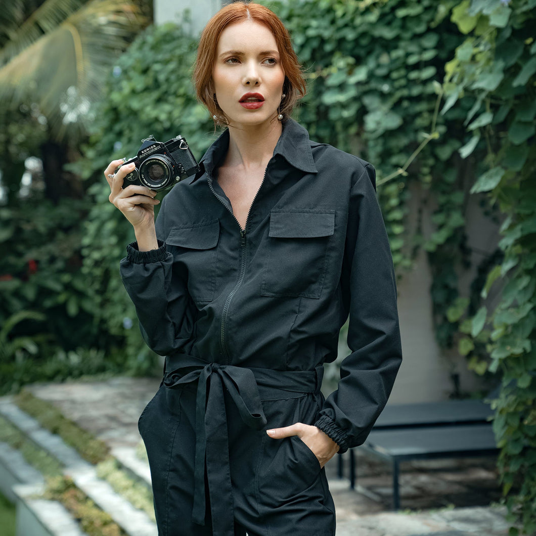 AMELIA Recycled Travel Jumpsuit, in Black Apparel