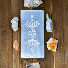 Load image into Gallery viewer, NEW Lotus Flower &amp; Unalome Selenite Large Plates
