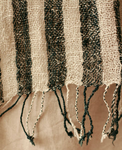 Fatima Hand-loomed Raw Cotton Scarf, in Black Apparel