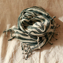 Load image into Gallery viewer, Fatima Hand-loomed Raw Cotton Scarf, in Black Apparel
