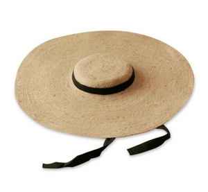 LOLA Wide Brim Jute Straw Hat with Black Strap Apparel