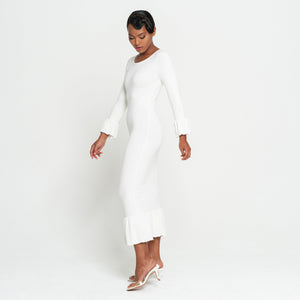 MARJORIE Bamboo Ruffle Dress, in Off-white Apparel