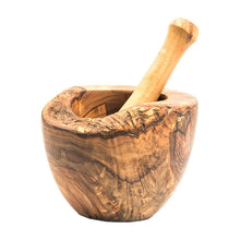 Load image into Gallery viewer, Olive Wood Rustic Mortar and Pestle

