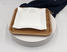 Load image into Gallery viewer, Square Bamboo And Fine Porcelain Contemporary Dinnerware Set
