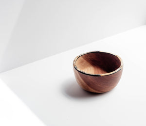 Wooden Bowl with Horn Rim